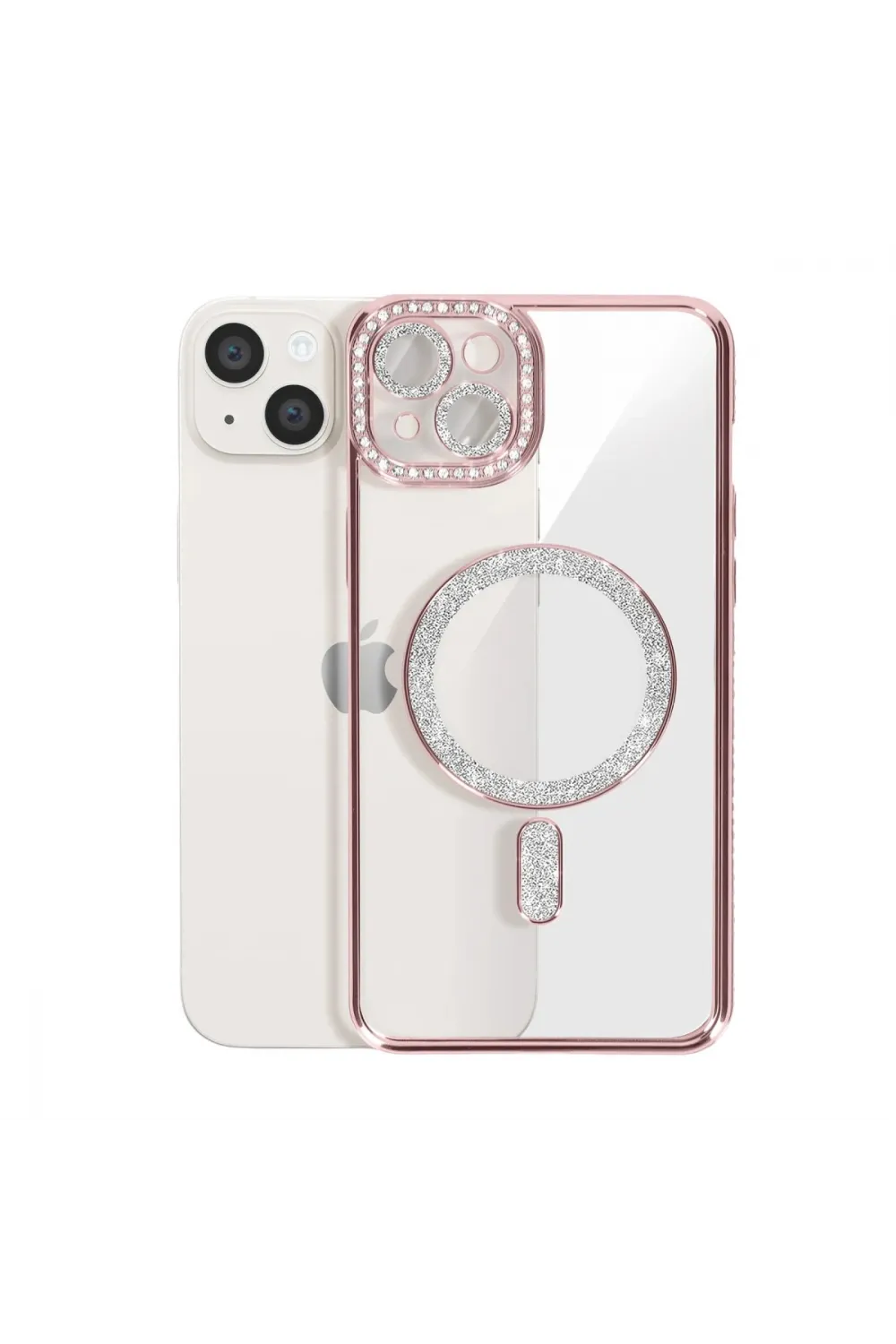 Apple İphone 15 Kılıf Joke Simli Magneticsafe Kılıf - Pembe