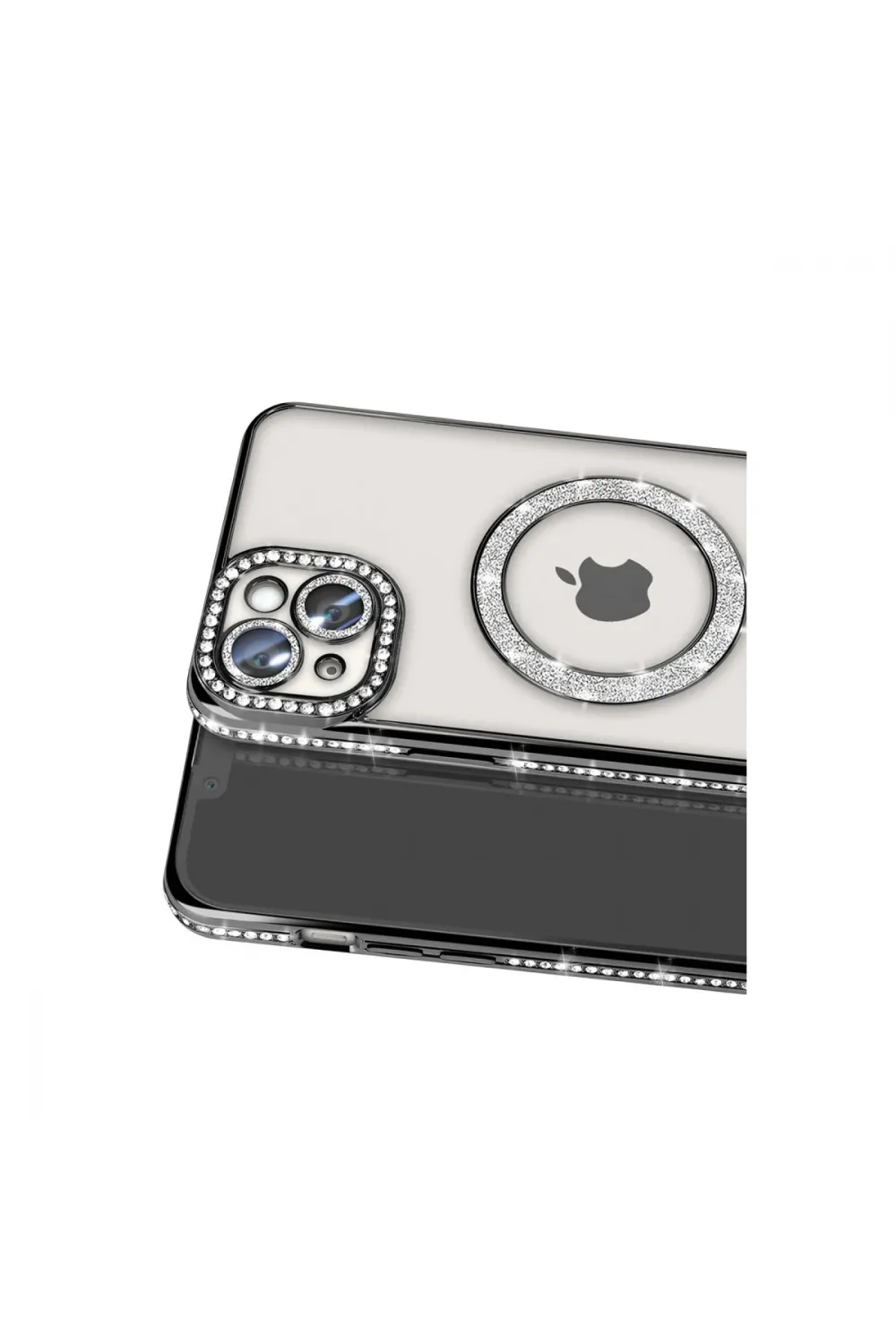 Apple İphone 15 Kılıf Joke Simli Magneticsafe Kılıf - Siyah