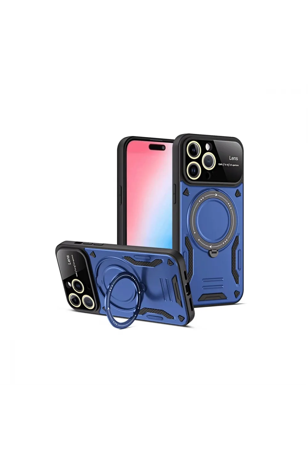 Apple İphone 15 Pro Joy Lens Standlı Kapak - Lacivert
