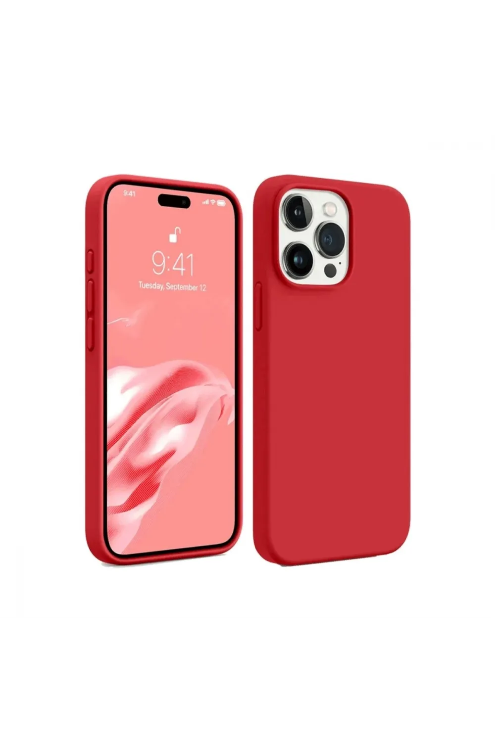 Apple İphone 15 Pro Kılıf First Silikon - Kırmızı
