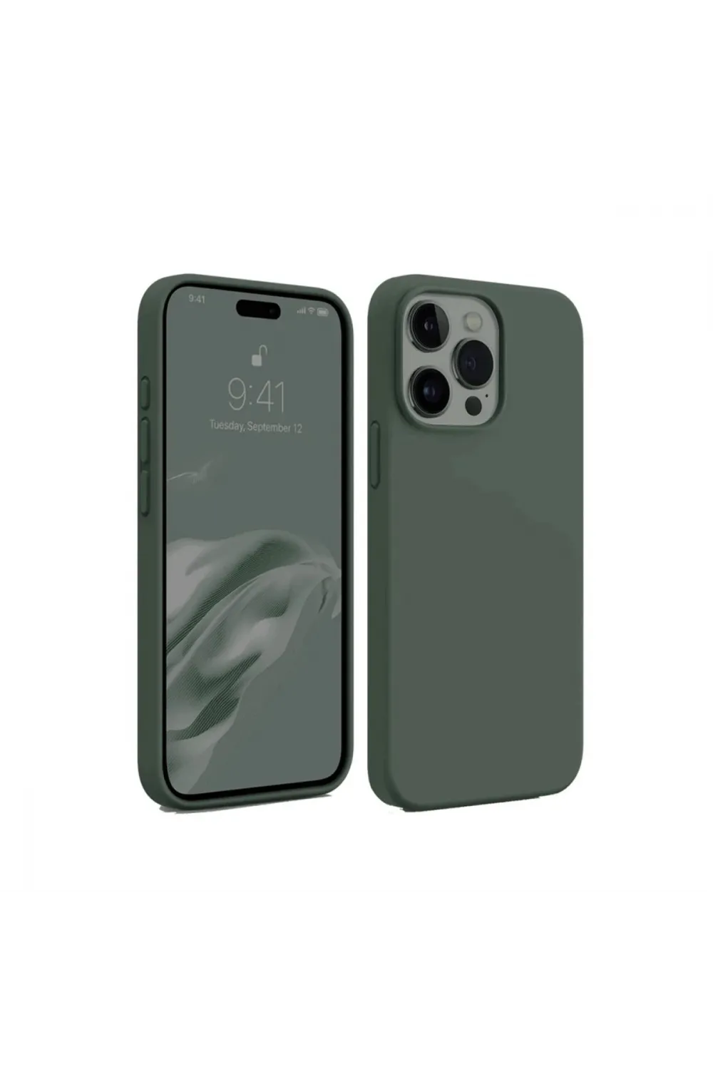 Apple İphone 15 Pro Kılıf First Silikon - Koyu Yeşil