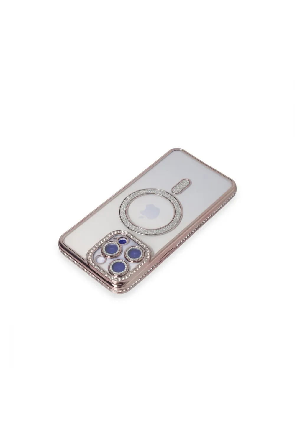 Apple İphone 15 Pro Kılıf Joke Simli Magneticsafe Kılıf - Pembe