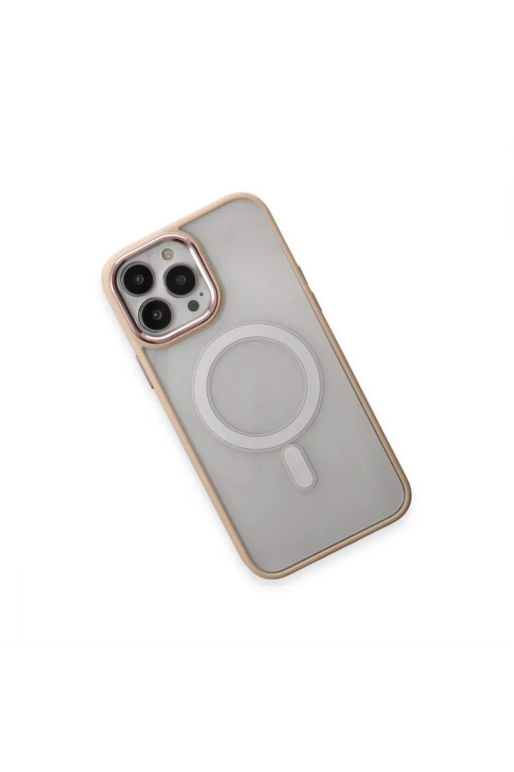 Apple İphone 15 Pro Kılıf Room Magneticsafe Silikon - Pudra