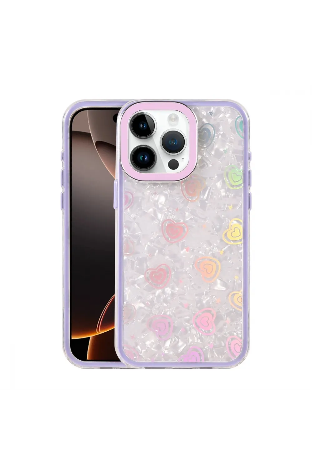Apple İphone 15 Pro Lumi Desenli Kapak - Mor