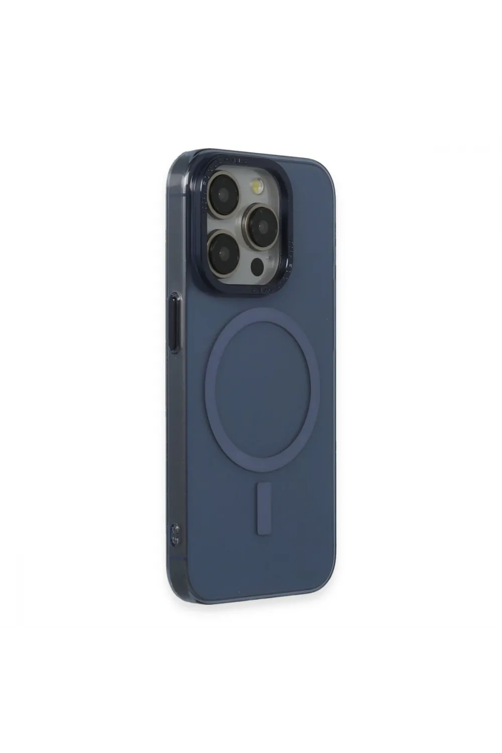 Apple İphone 15 Pro Max Kılıf Anka Pc Magneticsafe Sert Metal Kapak - Lacivert