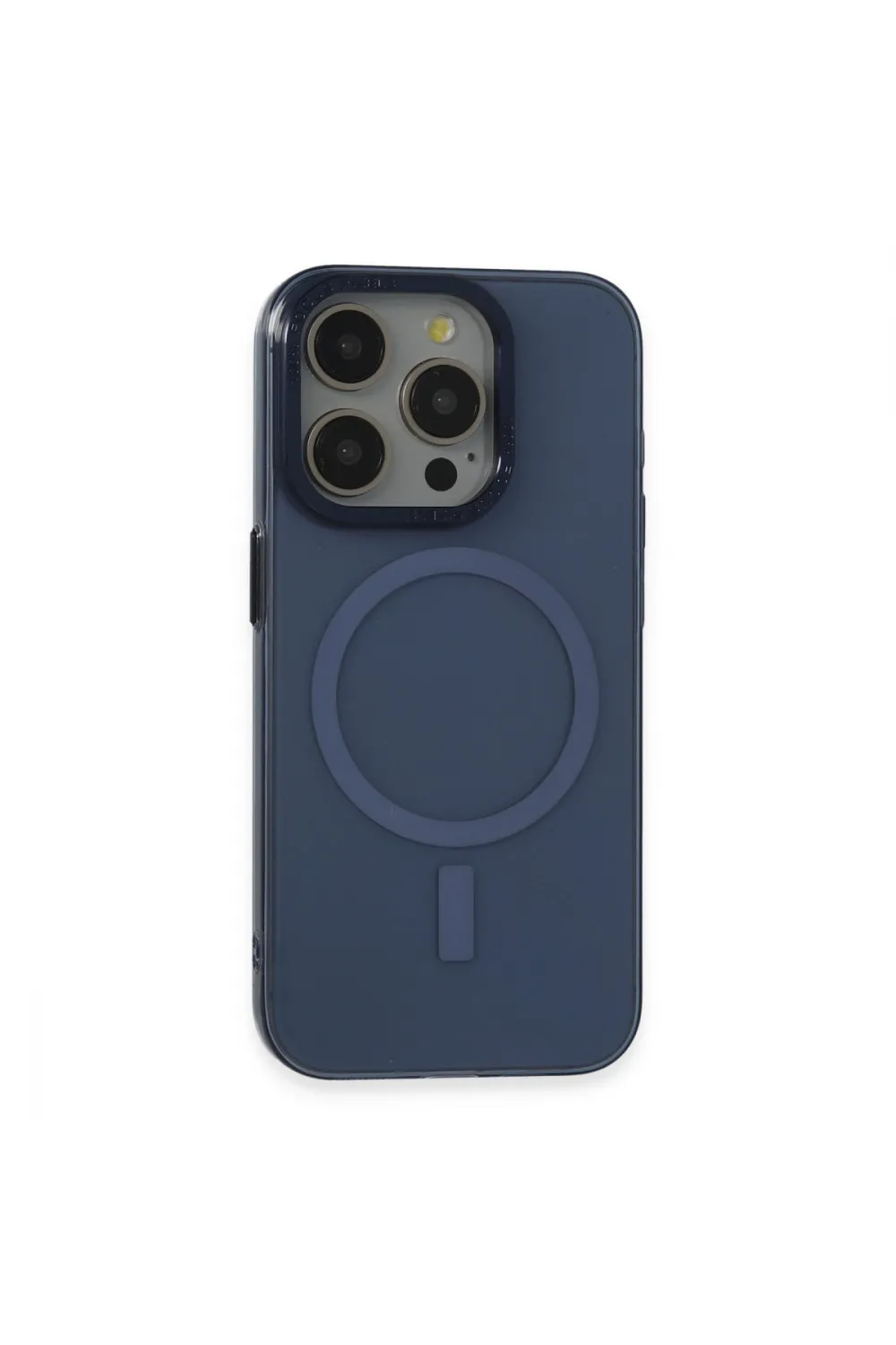 Apple İphone 15 Pro Max Kılıf Anka Pc Magneticsafe Sert Metal Kapak - Lacivert