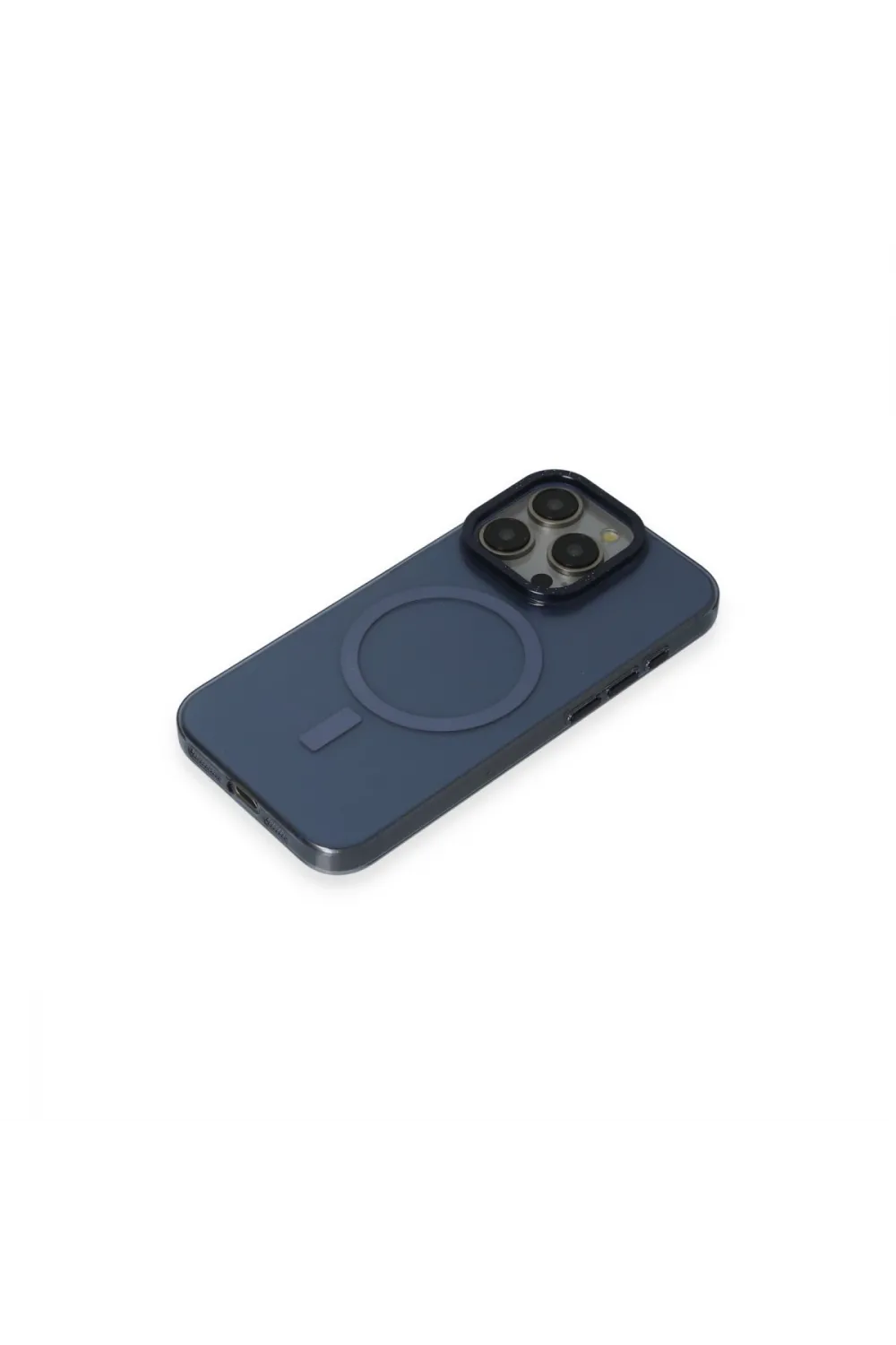 Apple İphone 15 Pro Max Kılıf Anka Pc Magneticsafe Sert Metal Kapak - Lacivert