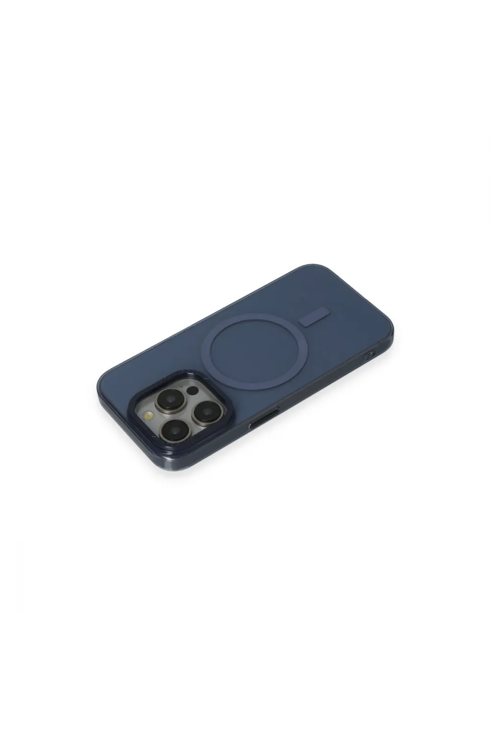 Apple İphone 15 Pro Max Kılıf Anka Pc Magneticsafe Sert Metal Kapak - Lacivert