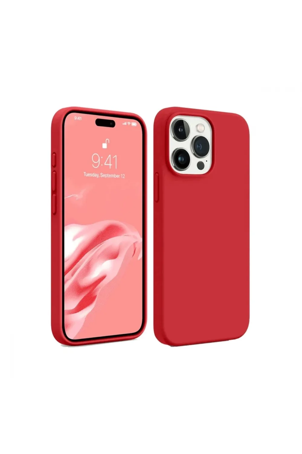 Apple İphone 15 Pro Max Kılıf First Silikon - Kırmızı