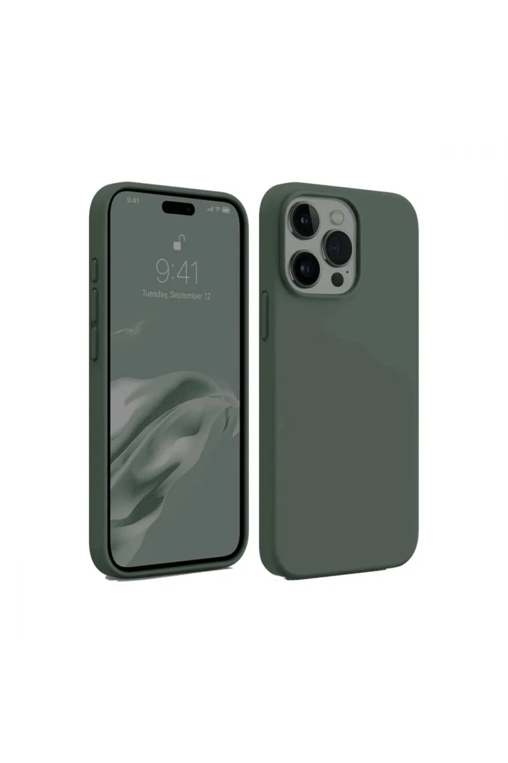 Apple İphone 15 Pro Max Kılıf First Silikon - Koyu Yeşil