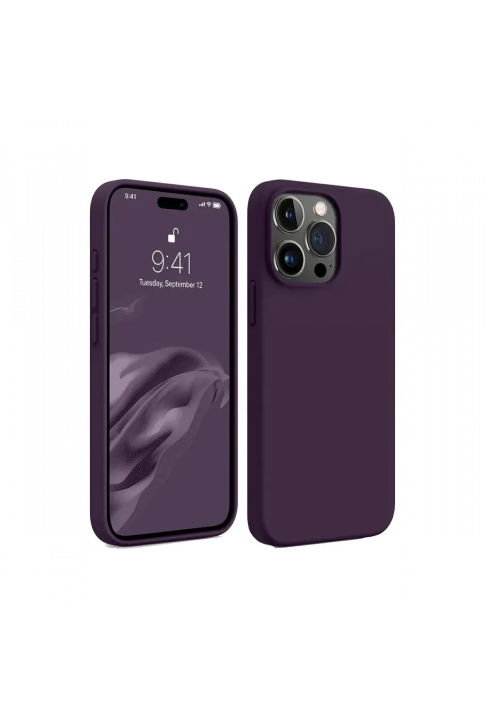 Apple iPhone 15 Pro Max Kılıf First Silikon - Mürdüm