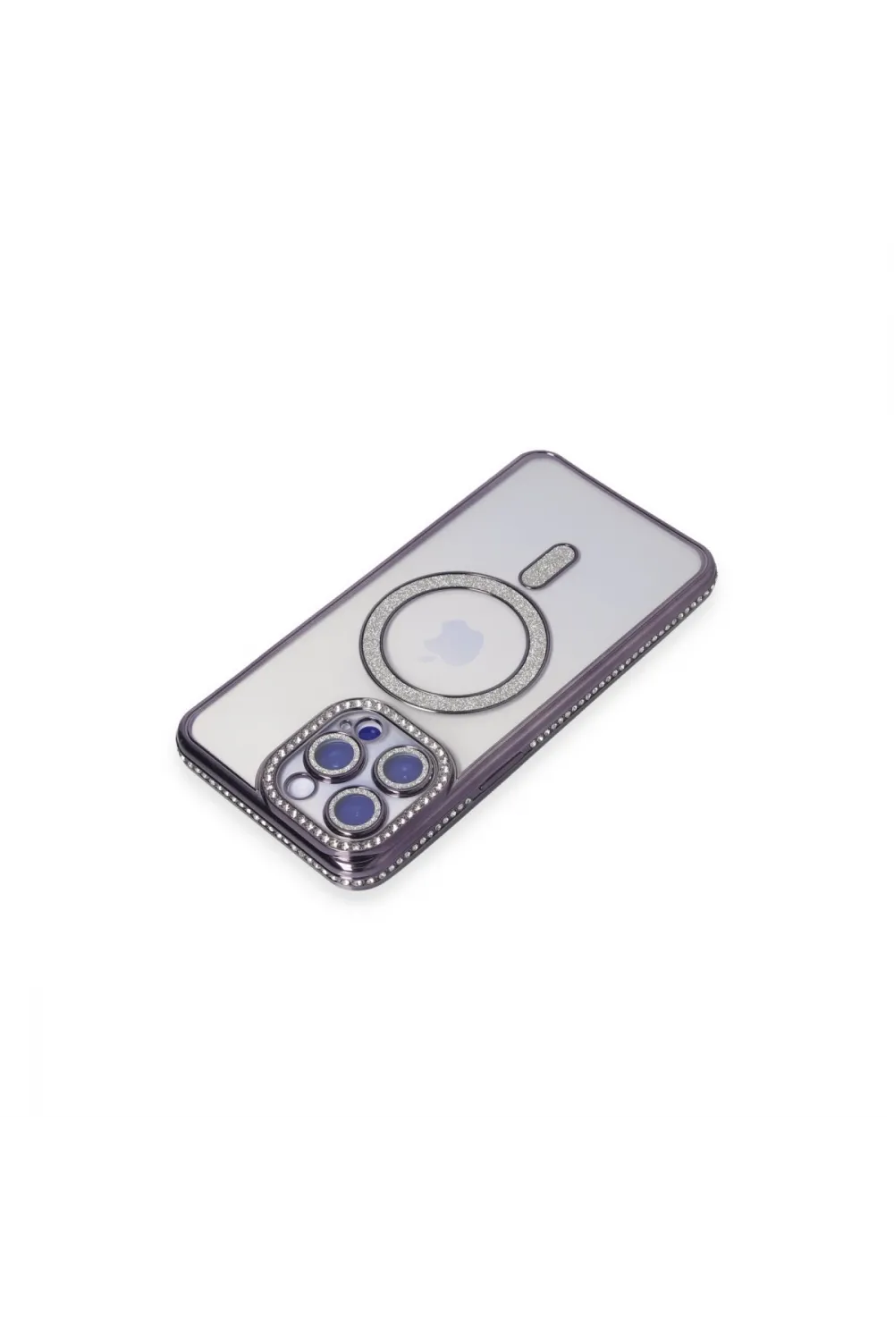 Apple İphone 15 Pro Max Kılıf Joke Simli Magneticsafe Kılıf - Derin Mor
