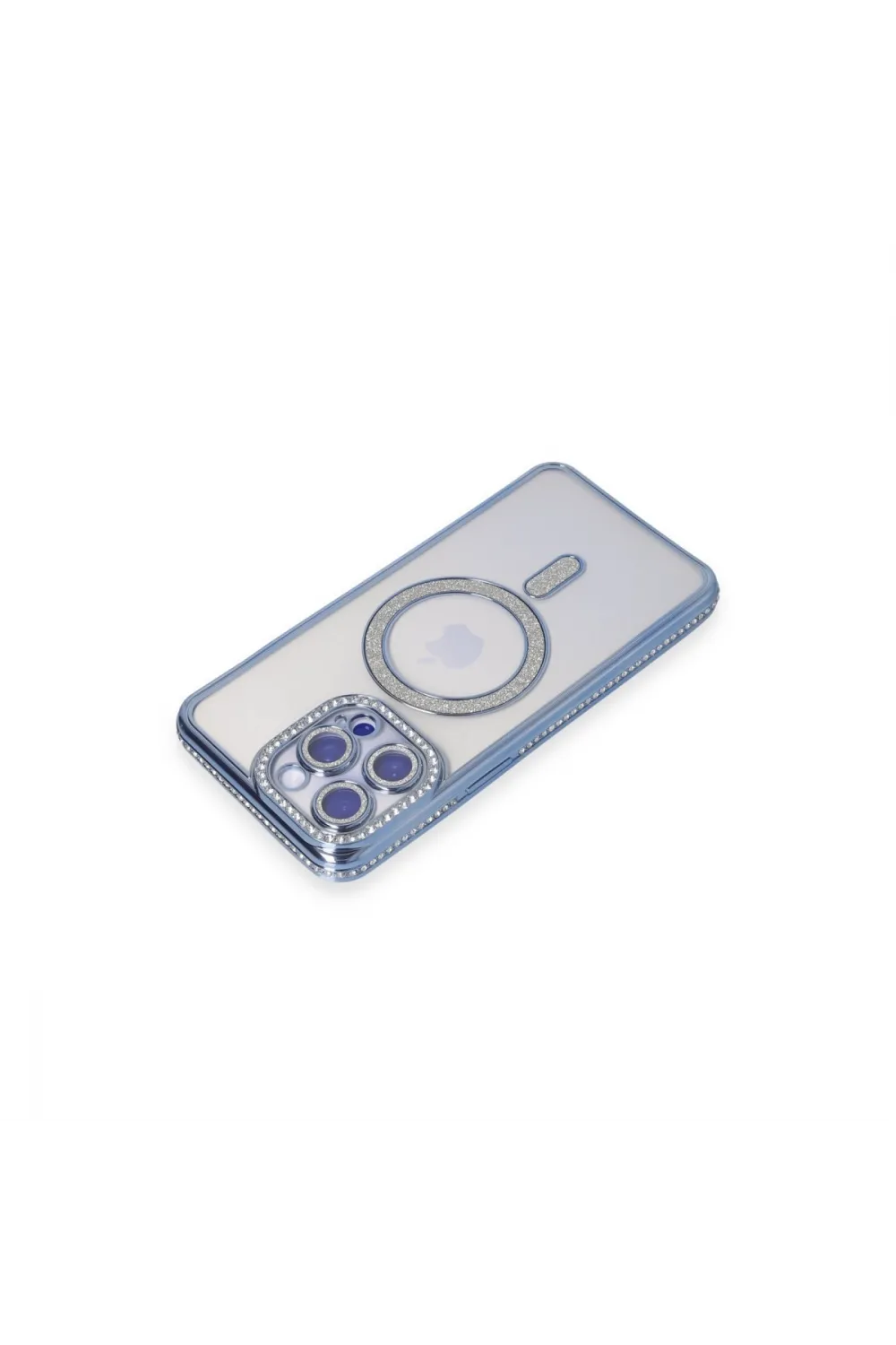 Apple İphone 15 Pro Max Kılıf Joke Simli Magneticsafe Kılıf - Mavi