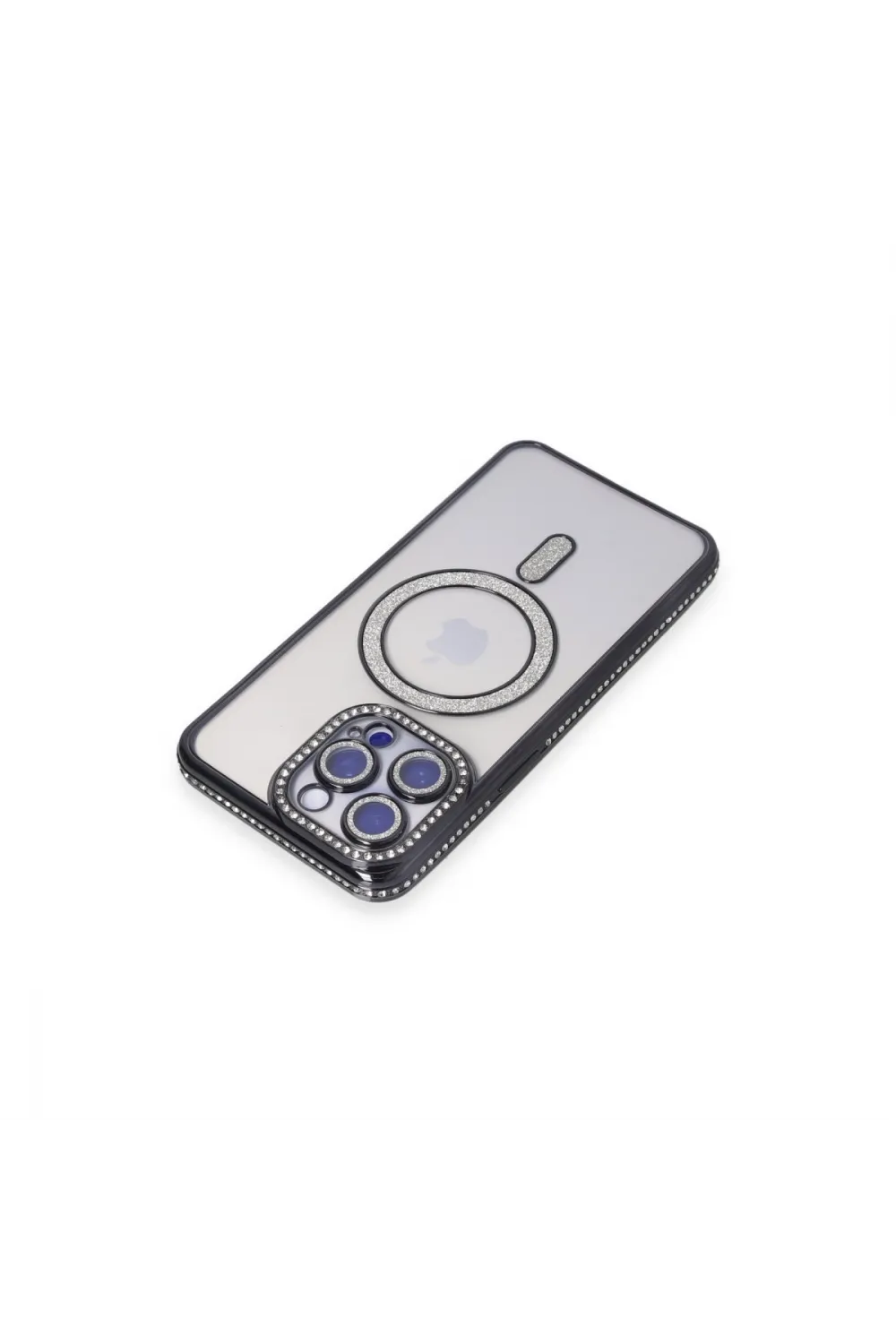 Apple İphone 15 Pro Max Kılıf Joke Simli Magneticsafe Kılıf - Siyah