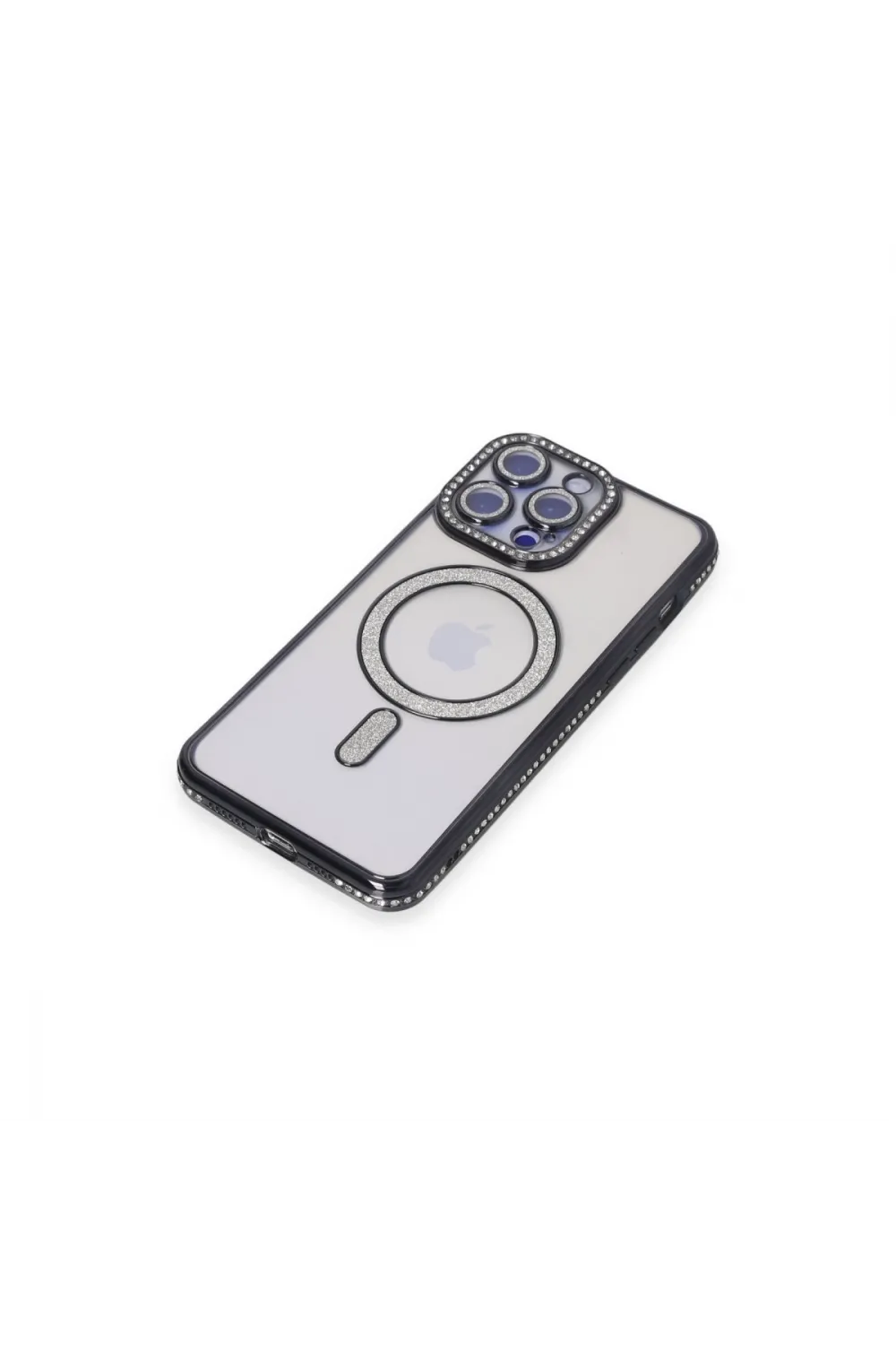 Apple İphone 15 Pro Max Kılıf Joke Simli Magneticsafe Kılıf - Siyah