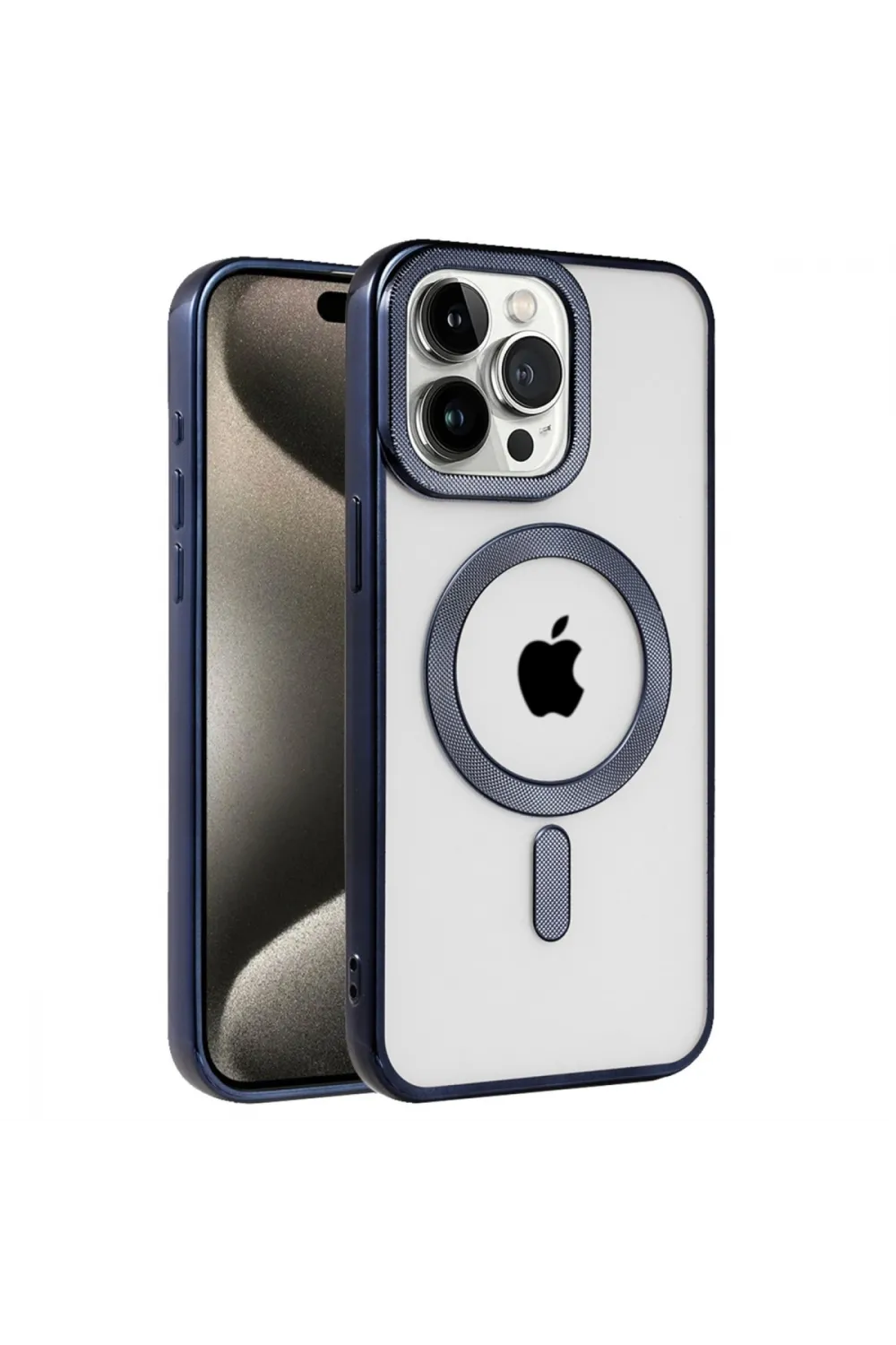 Apple İphone 15 Pro Max Kılıf Kronos Magsafe Kapak - Lacivert