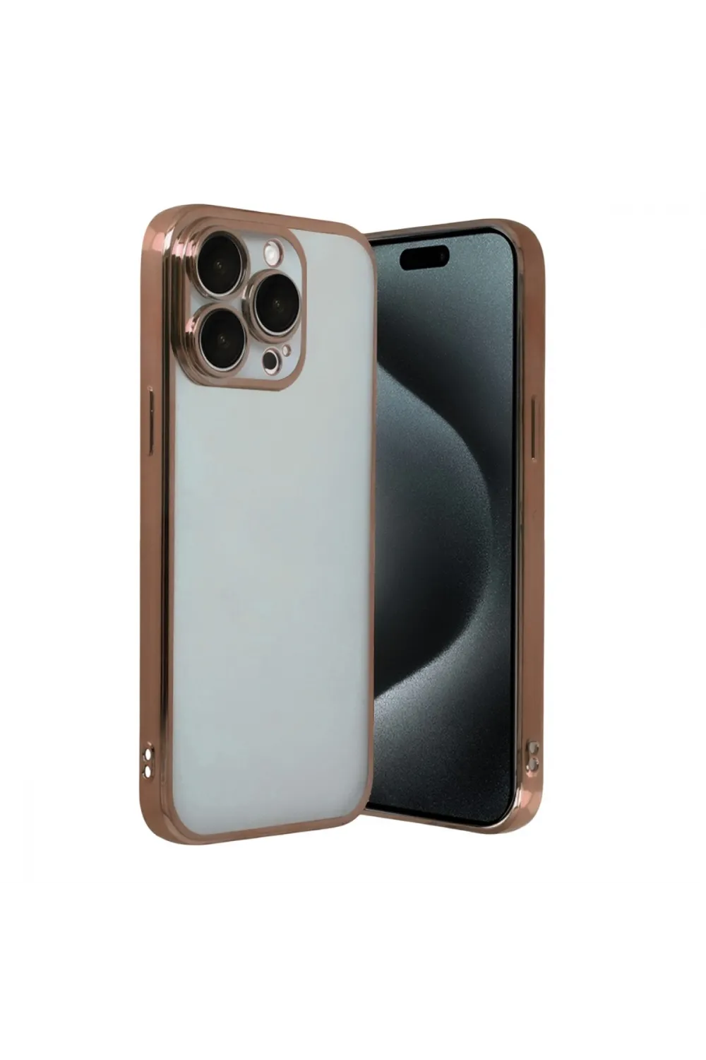 Apple İphone 15 Pro Max Razer Lensli Silikon - Çöl Titanyum