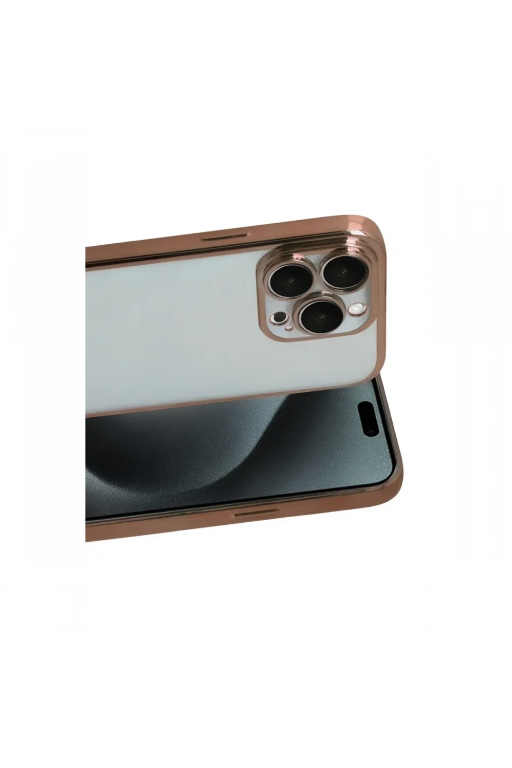 Apple iPhone 15 Pro Max Razer Lensli Silikon - Çöl Titanyum