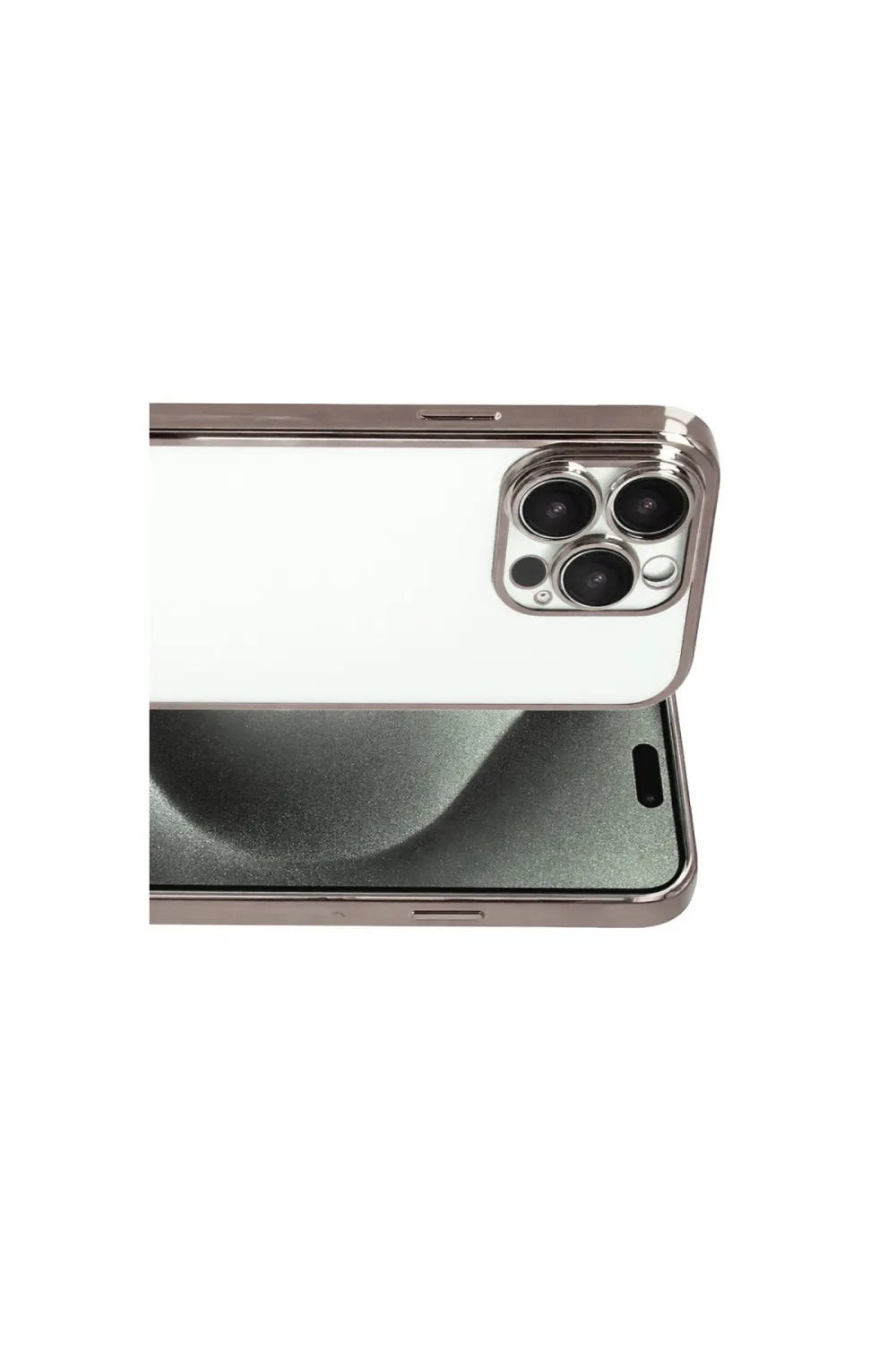 Apple İphone 15 Pro Max Razer Lensli Silikon - Titan Gri