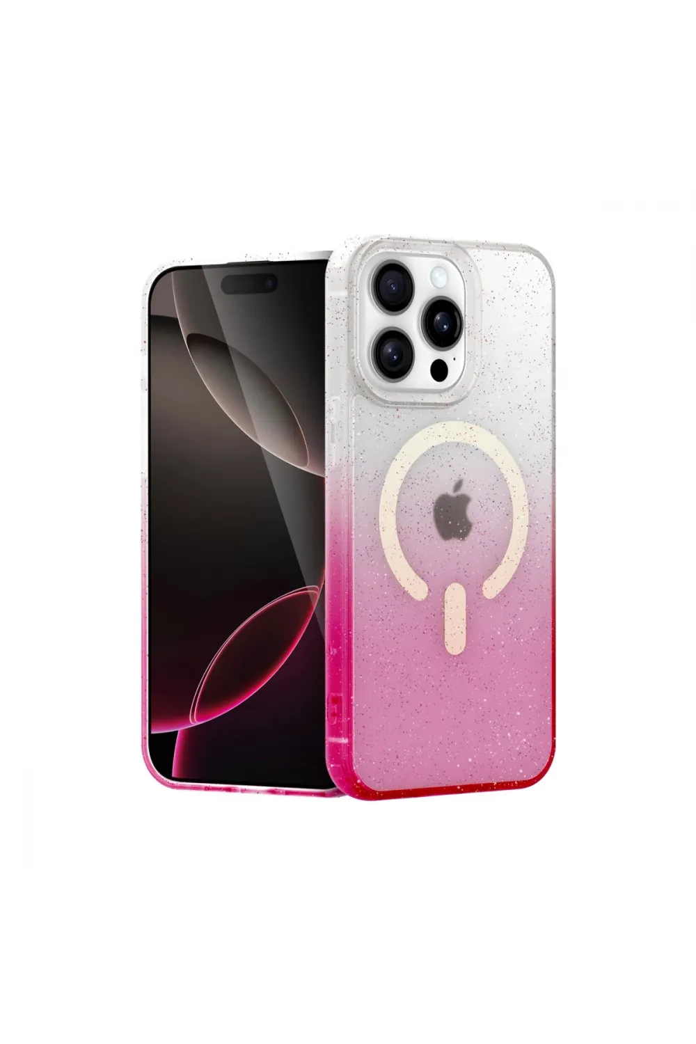 Apple İphone 15 Pro Pummel Shiny Magsafe Kapak - Pembe
