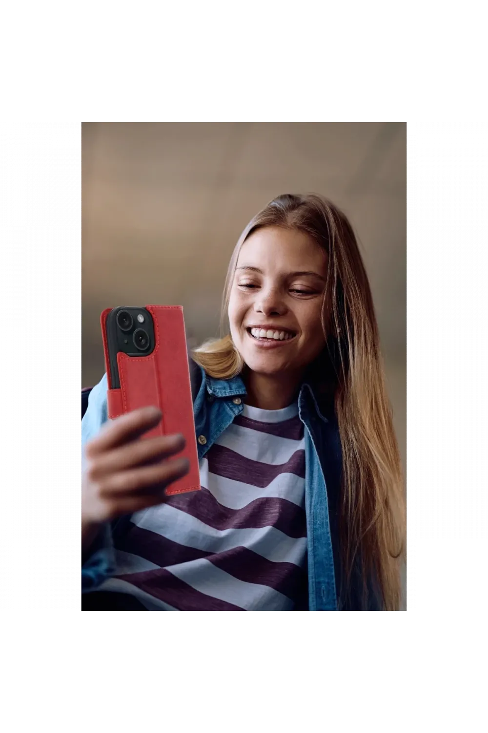 Apple iPhone 15 Trend S Plus Kapaklı Kılıf - Taba