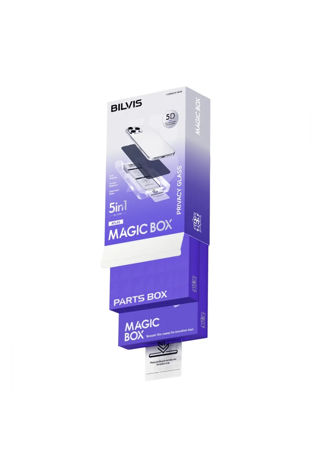 Apple İphone 16 Bilvis 5in1 5d Magic Hayalet Cam Ekran Koruyucu - Siyah