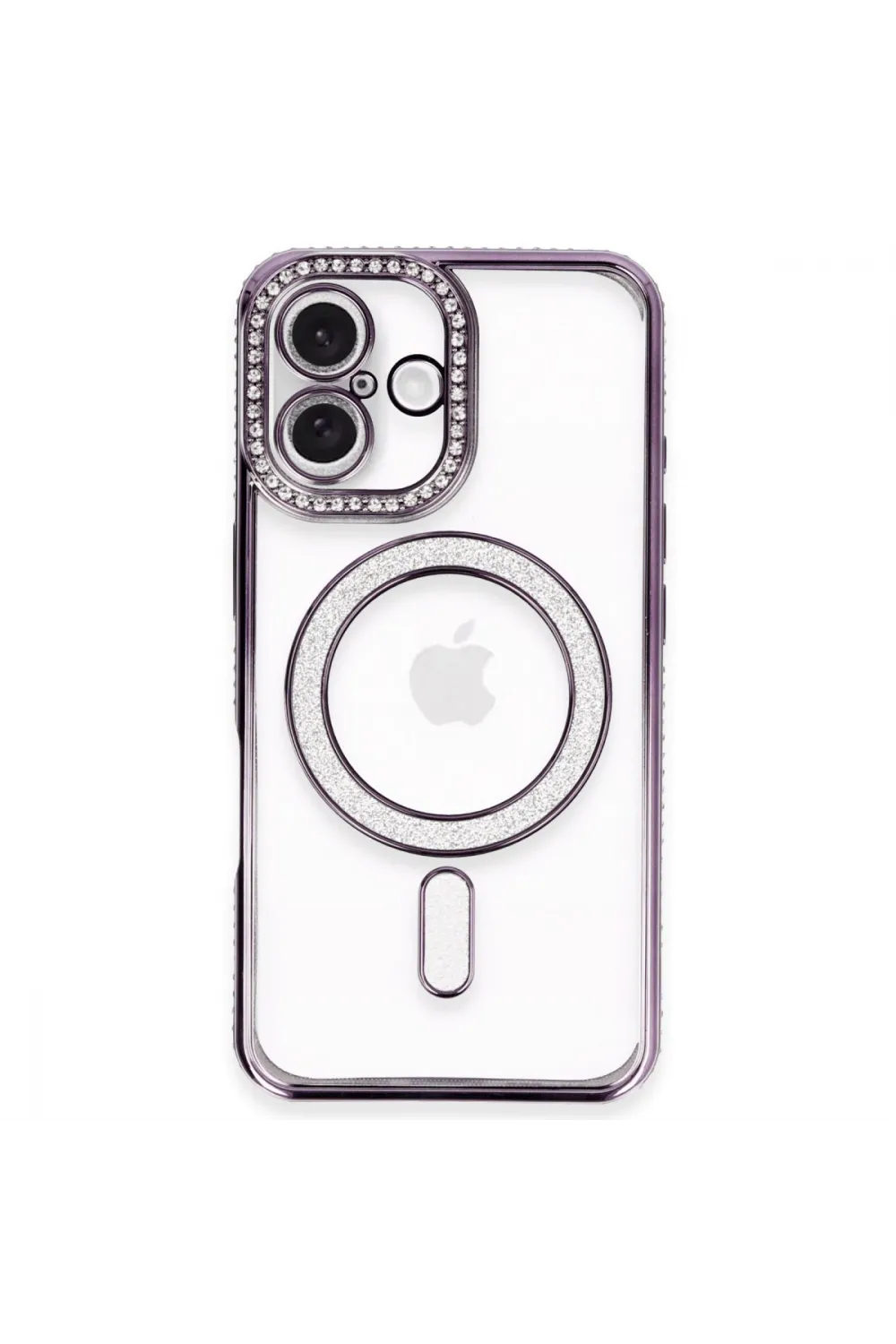 Apple İphone 16 Kılıf Joke Simli Magneticsafe Kılıf - Derin Mor