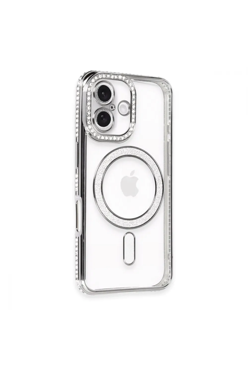 Apple İphone 16 Kılıf Joke Simli Magneticsafe Kılıf - Gri