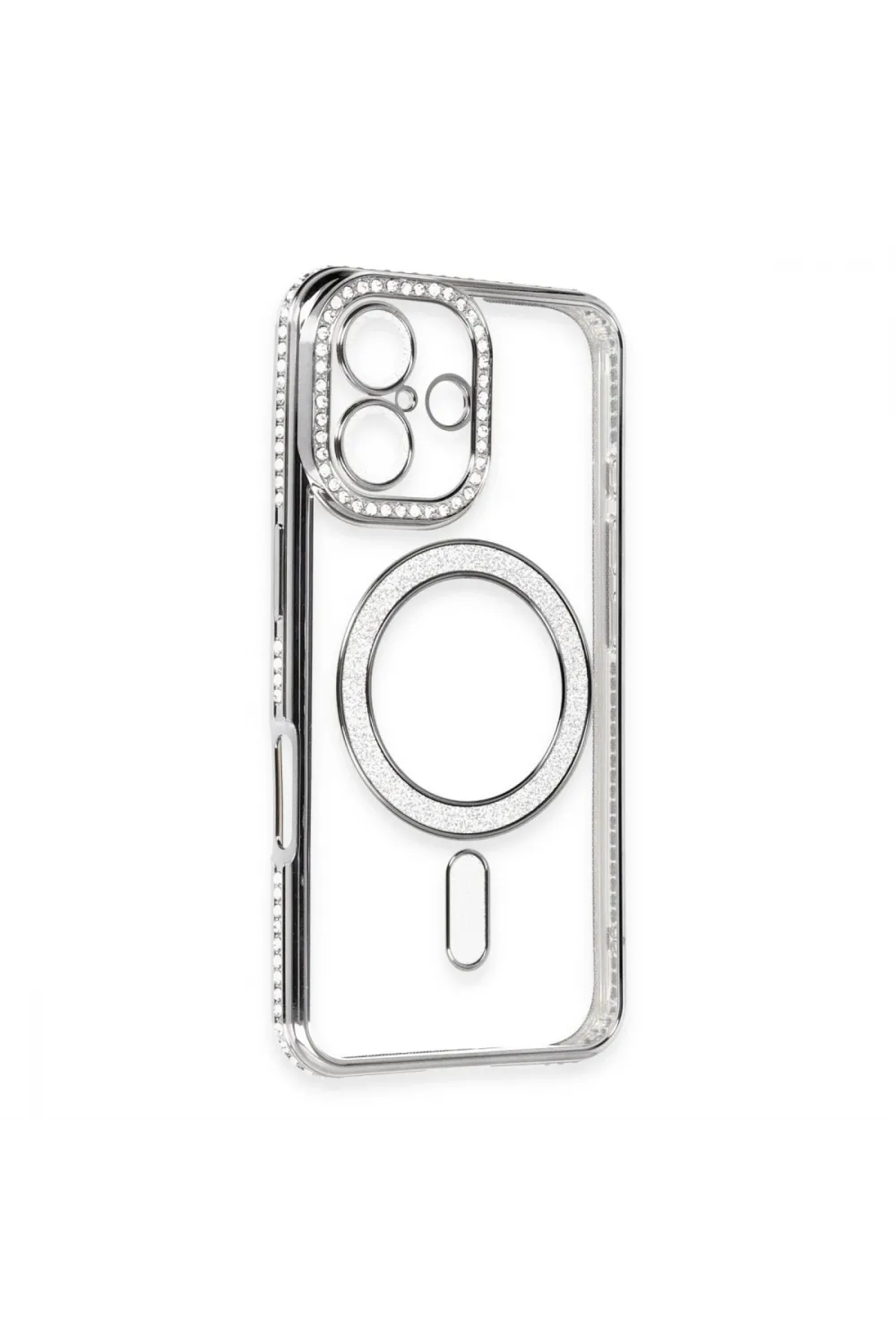 Apple İphone 16 Kılıf Joke Simli Magneticsafe Kılıf - Gri