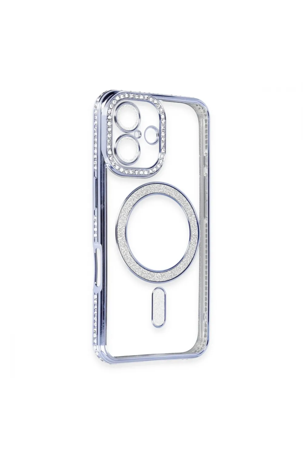 Apple İphone 16 Kılıf Joke Simli Magneticsafe Kılıf - Mavi