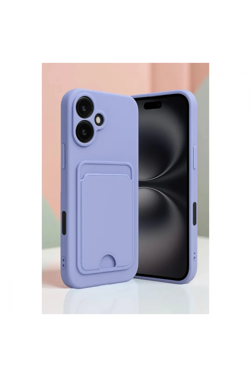 Apple İphone 16 Kılıf Kelvin Kartvizitli Silikon - Bordo