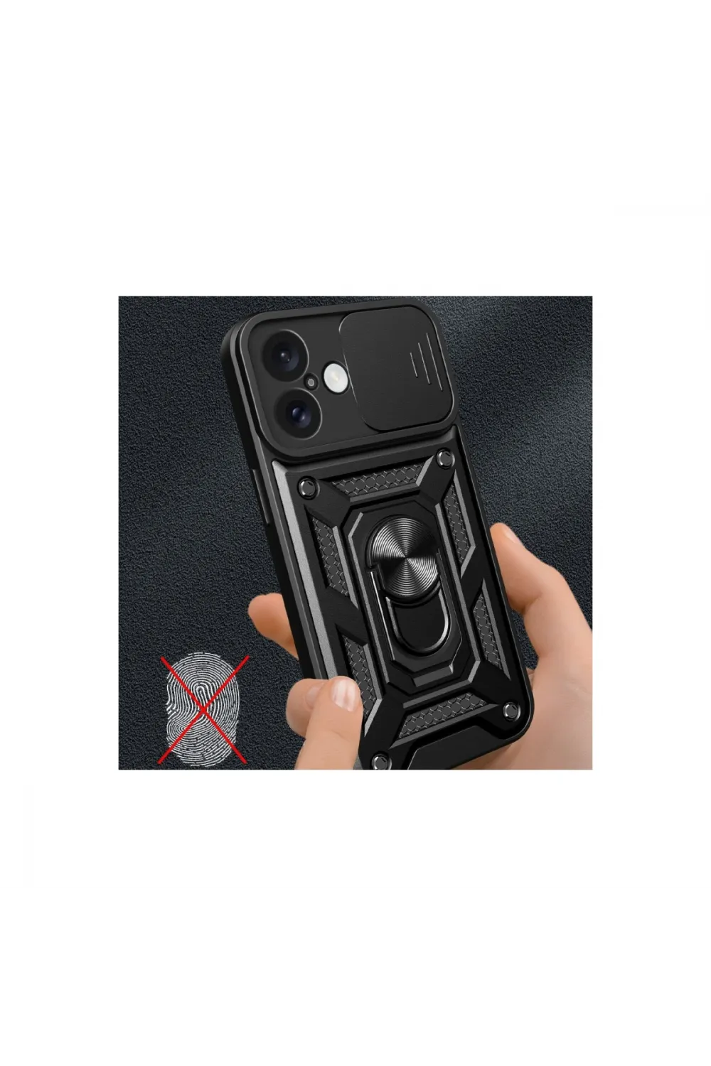 Apple İphone 16 Kılıf Pars Lens Yüzüklü Silikon - Siyah