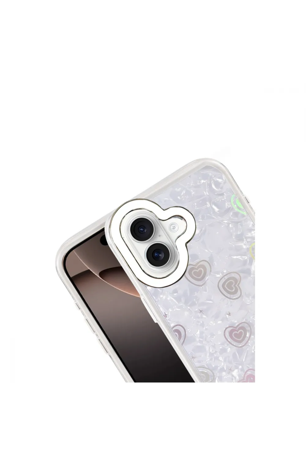 Apple İphone 16 Lumi Desenli Kapak - Beyaz