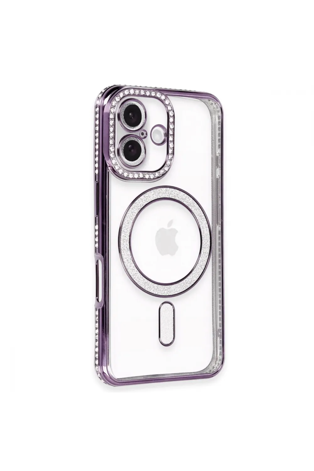 Apple İphone 16 Plus Kılıf Joke Simli Magneticsafe Kılıf - Derin Mor