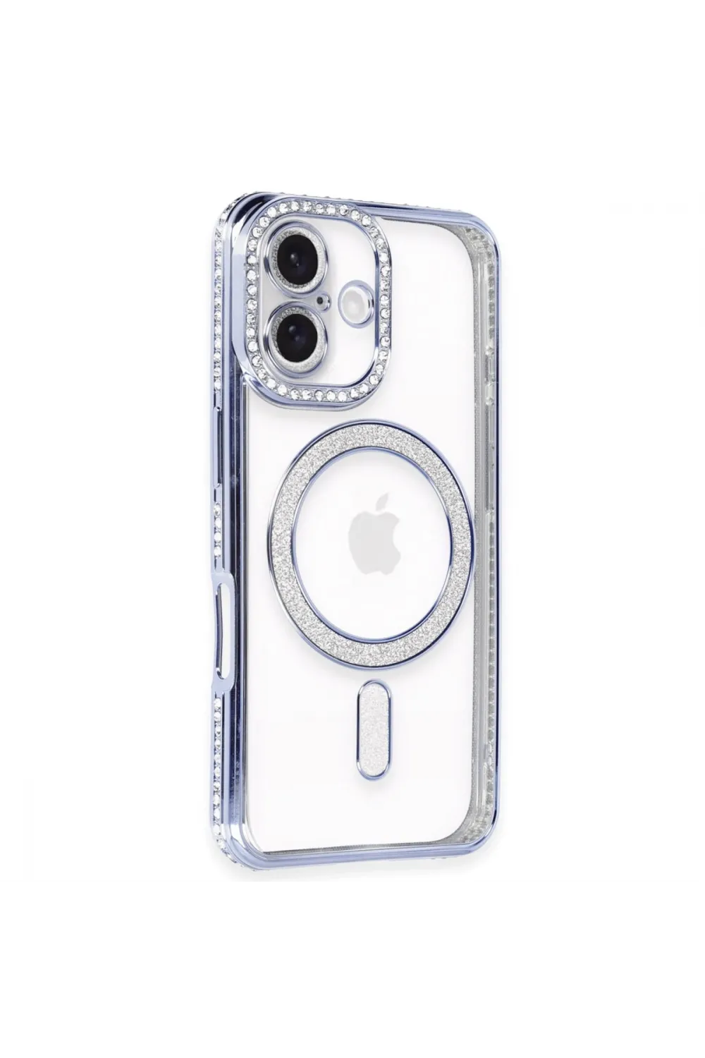 Apple İphone 16 Plus Kılıf Joke Simli Magneticsafe Kılıf - Mavi