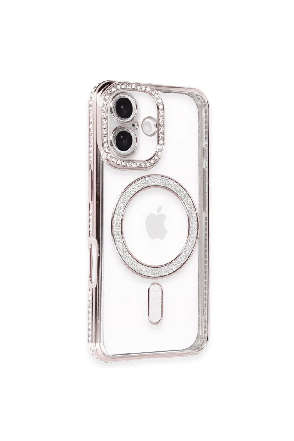 Apple İphone 16 Plus Kılıf Joke Simli Magneticsafe Kılıf - Pembe