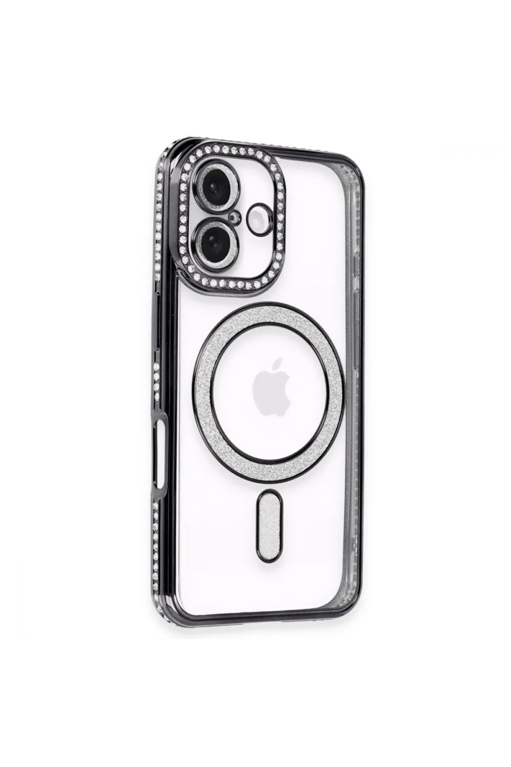 Apple İphone 16 Plus Kılıf Joke Simli Magneticsafe Kılıf - Siyah