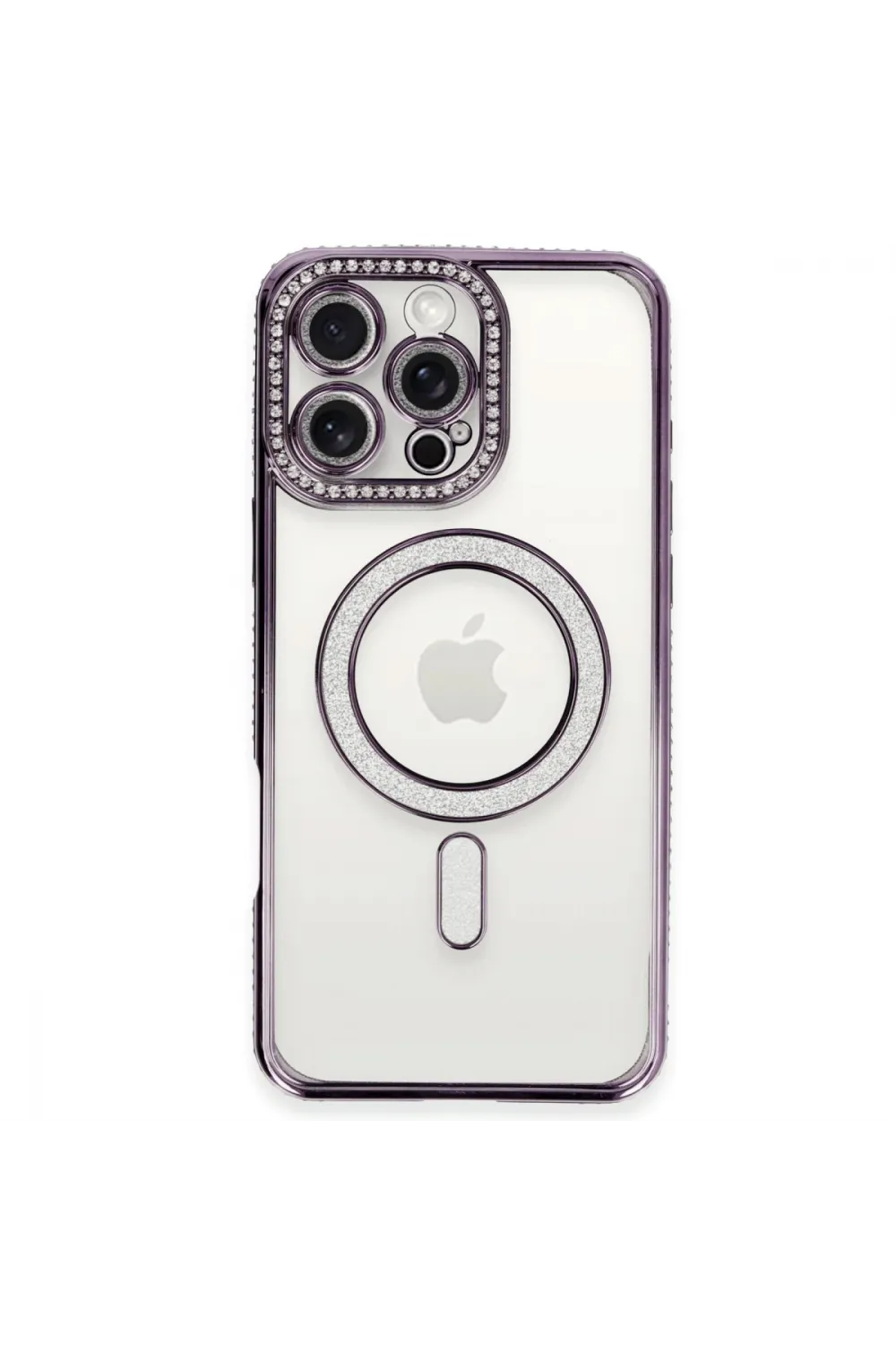 Apple İphone 16 Pro Kılıf Joke Simli Magneticsafe Kılıf - Derin Mor