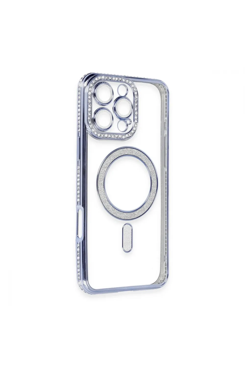Apple İphone 16 Pro Kılıf Joke Simli Magneticsafe Kılıf - Mavi