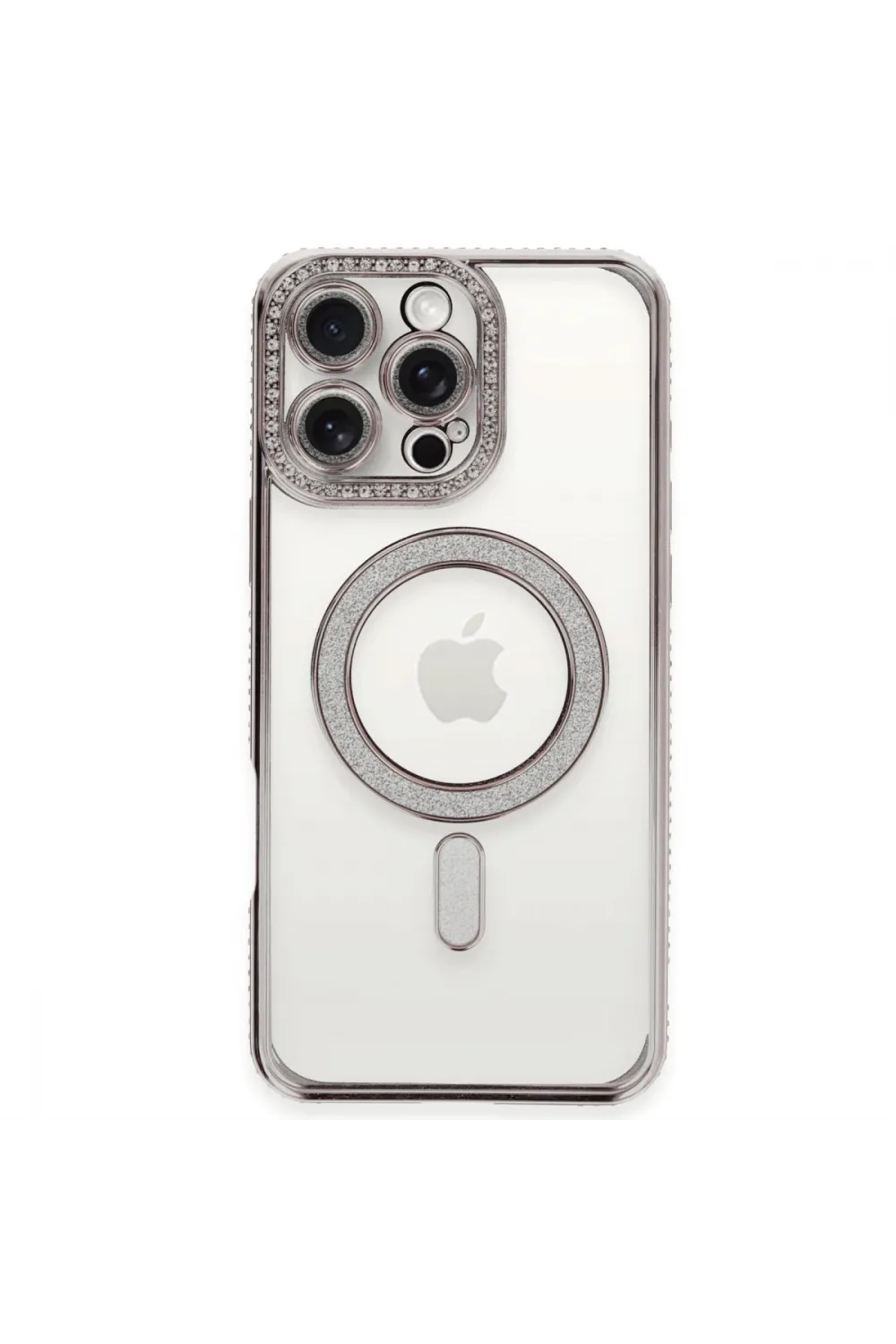 Apple İphone 16 Pro Kılıf Joke Simli Magneticsafe Kılıf - Pembe