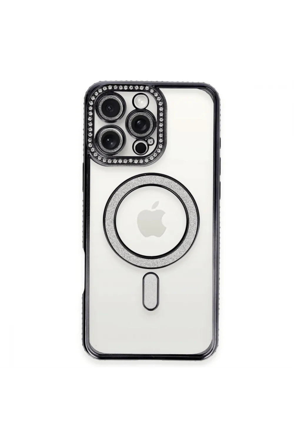 Apple İphone 16 Pro Kılıf Joke Simli Magneticsafe Kılıf - Siyah