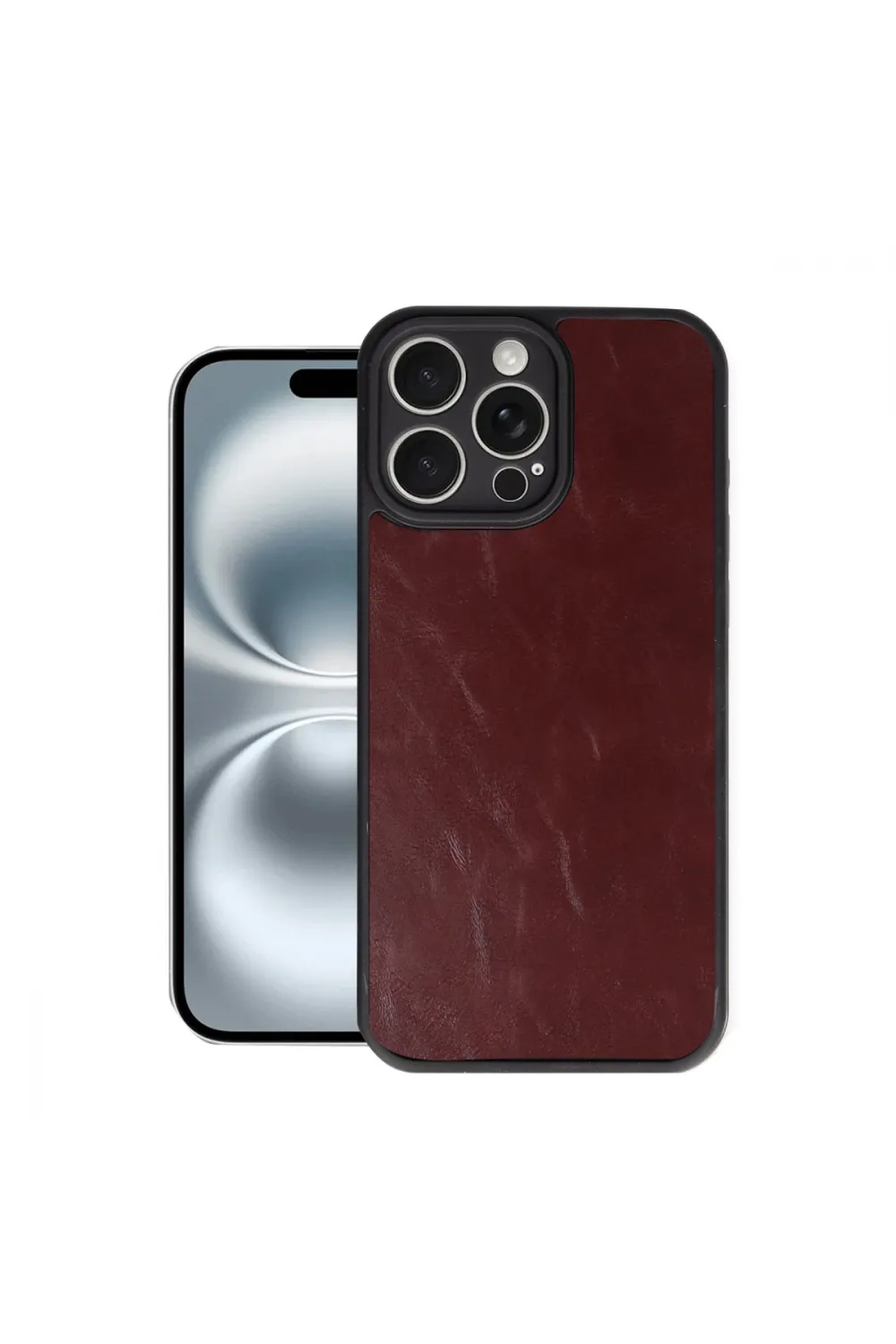 Apple İphone 16 Pro Max Kılıf Aras Deri Kapak - Bordo