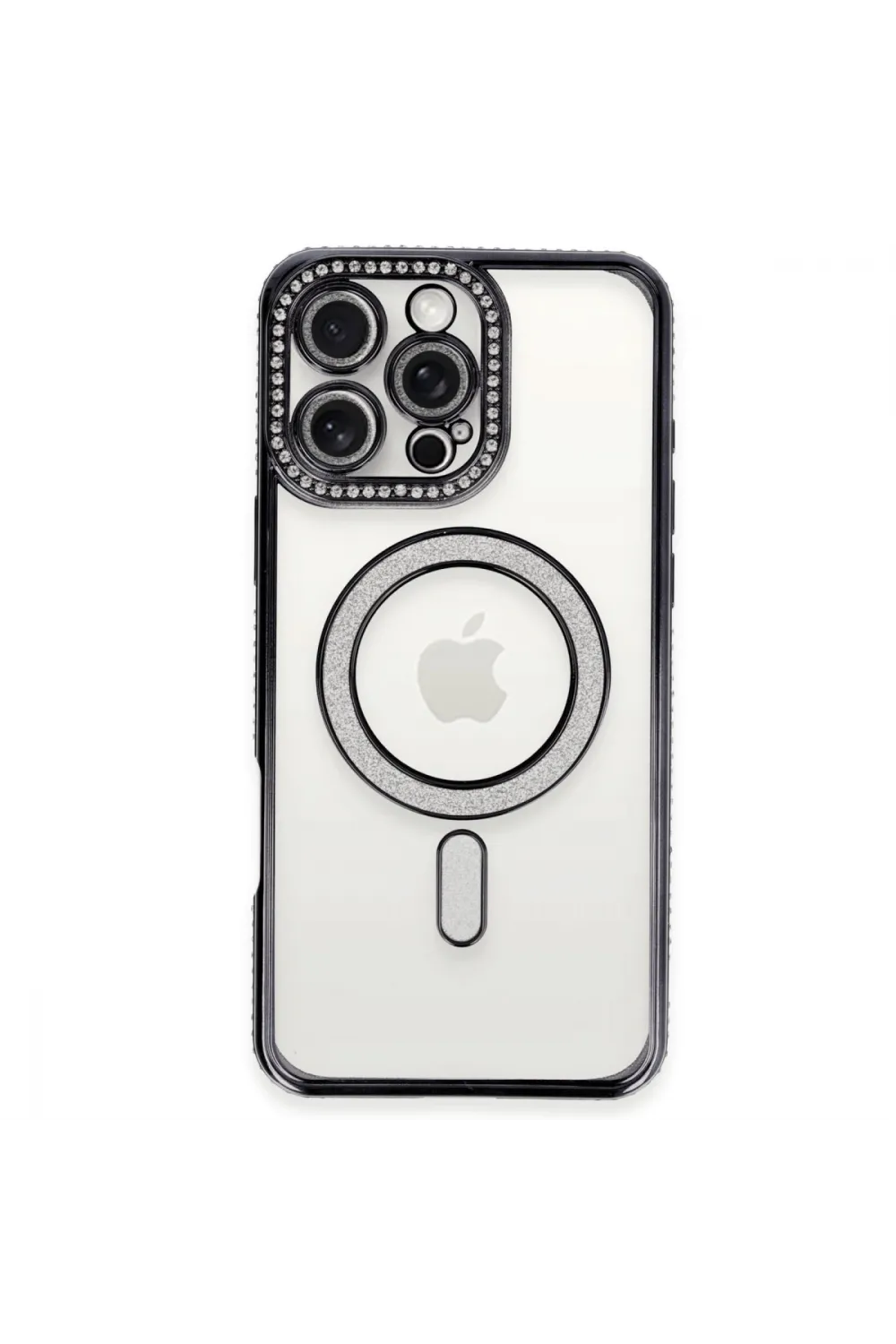 Apple İphone 16 Pro Max Kılıf Joke Simli Magneticsafe Kılıf - Gri