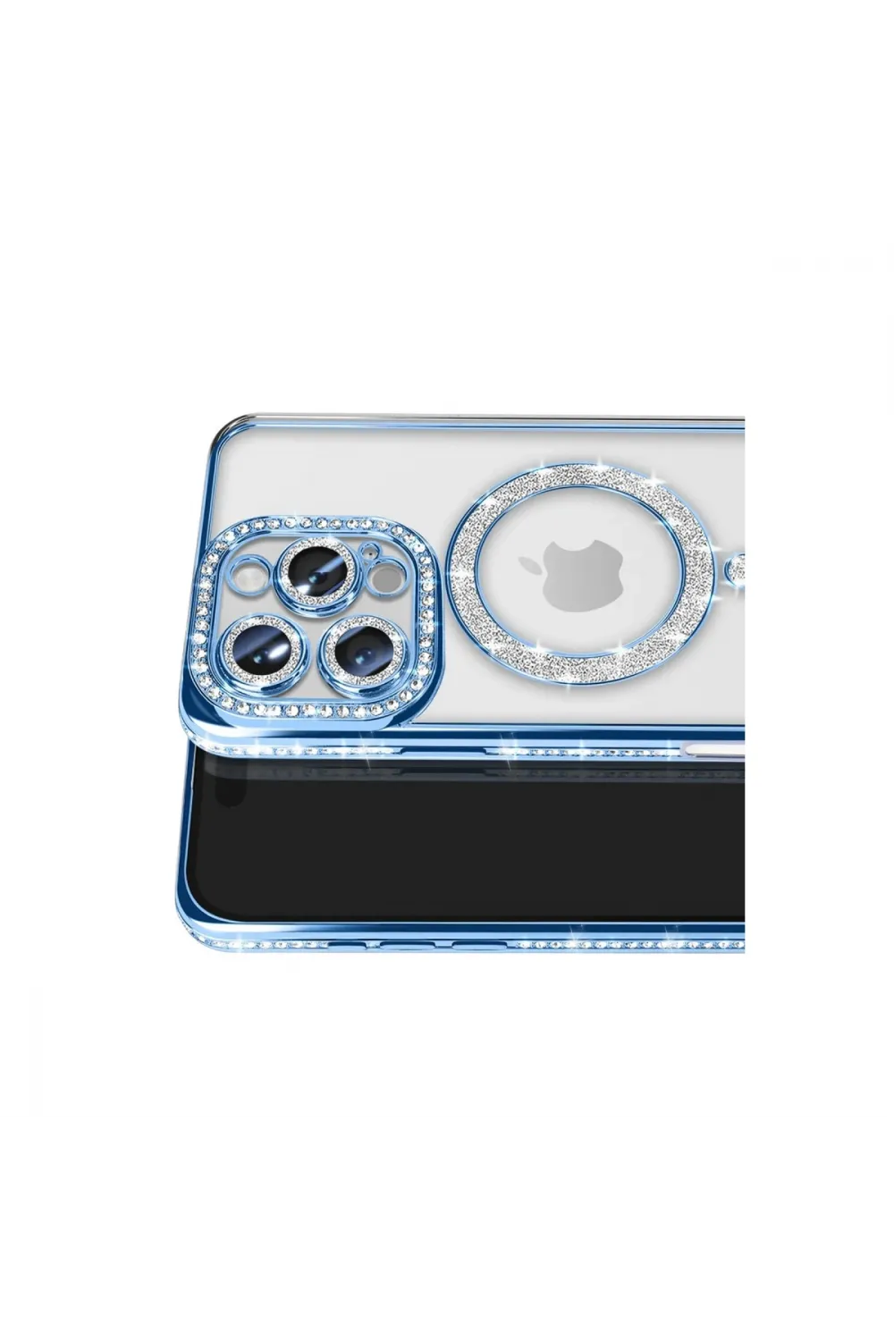 Apple İphone 16 Pro Max Kılıf Joke Simli Magneticsafe Kılıf - Mavi