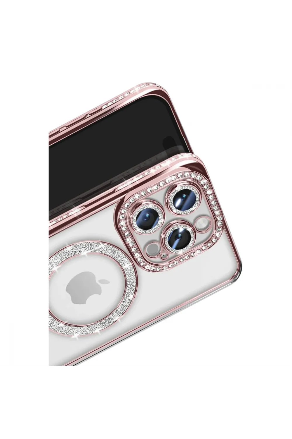 Apple İphone 16 Pro Max Kılıf Joke Simli Magneticsafe Kılıf - Pembe