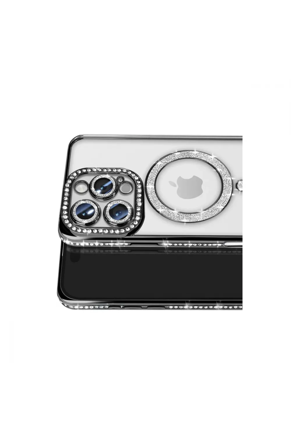 Apple İphone 16 Pro Max Kılıf Joke Simli Magneticsafe Kılıf - Siyah