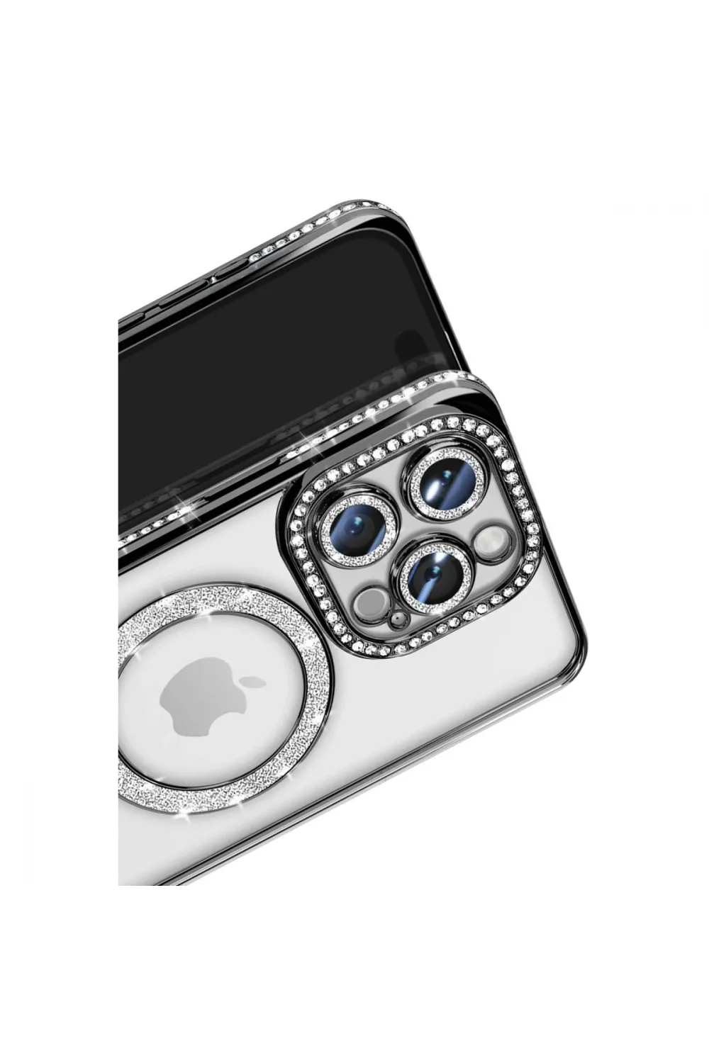 Apple İphone 16 Pro Max Kılıf Joke Simli Magneticsafe Kılıf - Siyah
