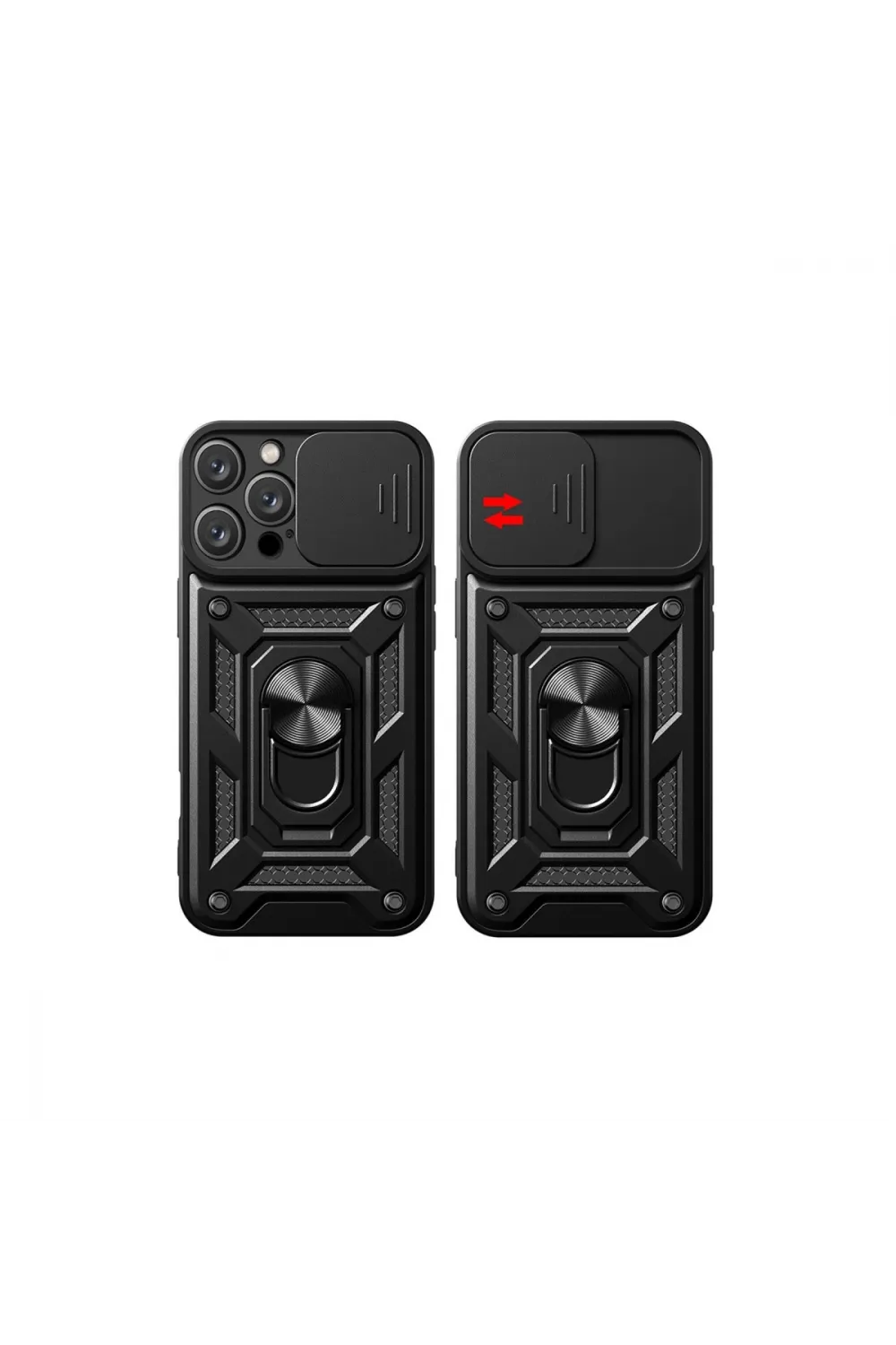Apple İphone 16 Pro Max Kılıf Pars Lens Yüzüklü Silikon - Siyah