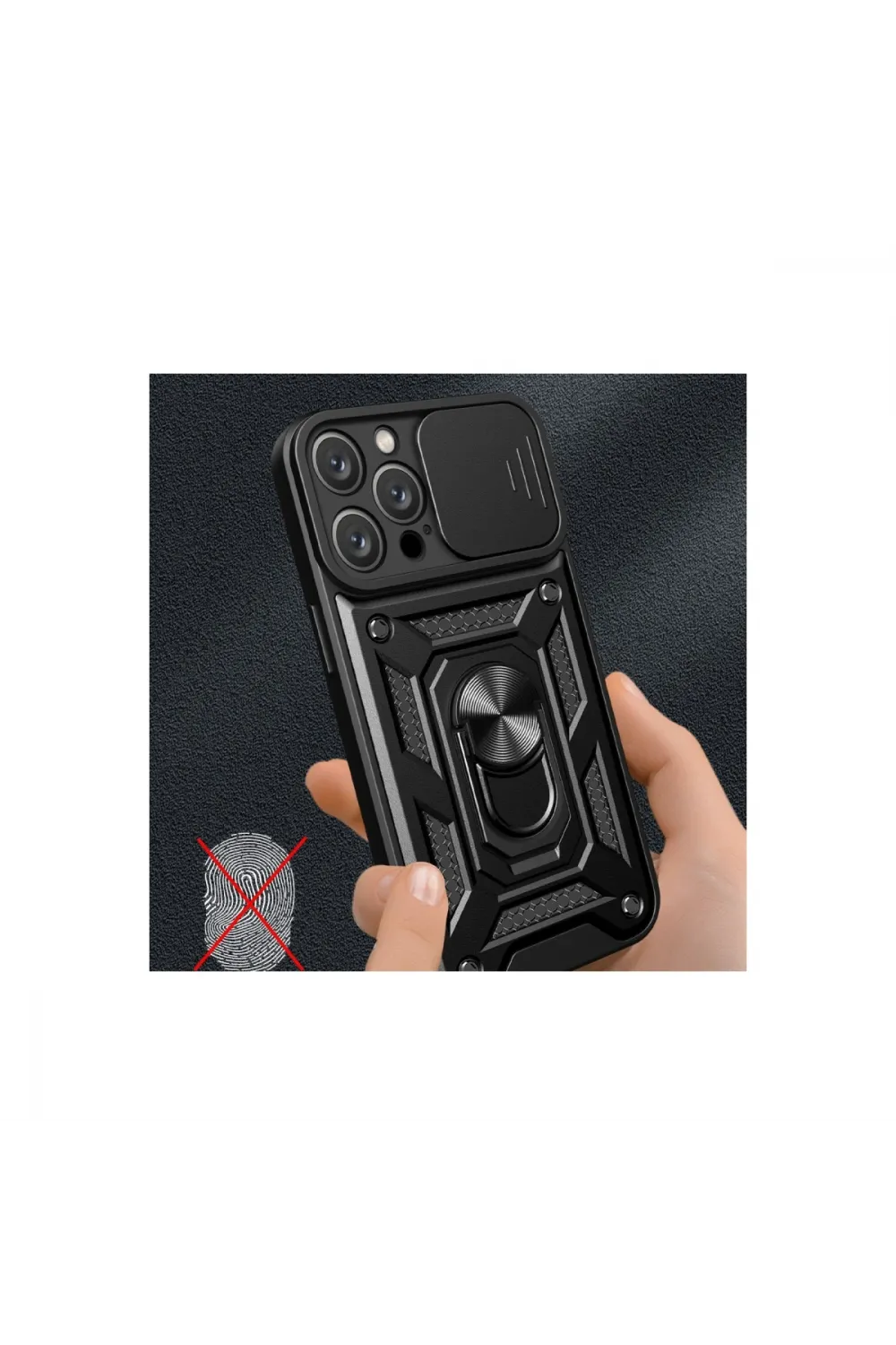 Apple İphone 16 Pro Max Kılıf Pars Lens Yüzüklü Silikon - Siyah