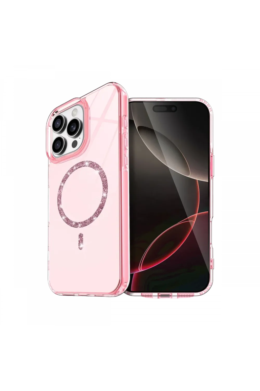 Apple iPhone 16 Pro Max Live Diamond Magsafe Kapak - Pembe